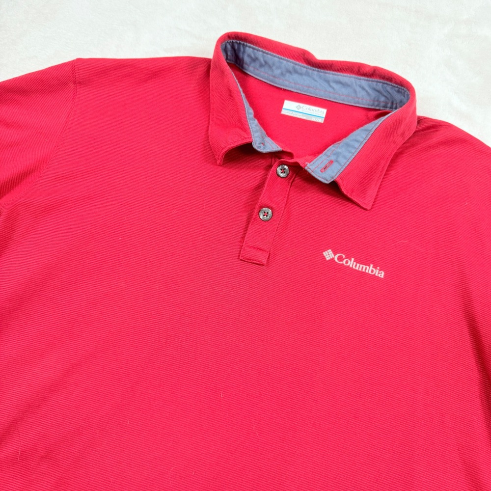 Columbia Mens Omni-Wick Polo Shirt XL Red Short Sleeve Performance AM0728‎